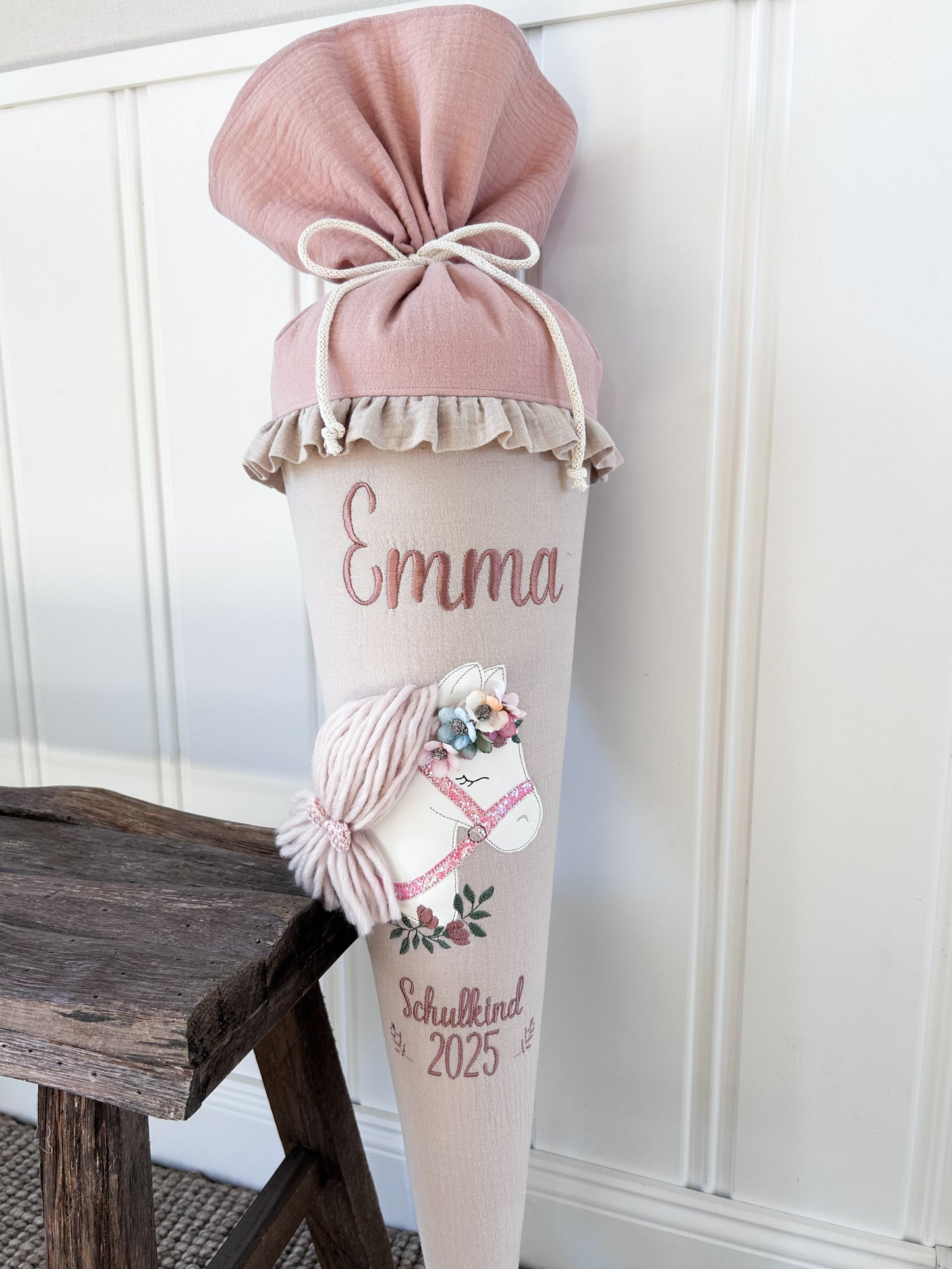Schultüte - Pferdchen mit Blumen -