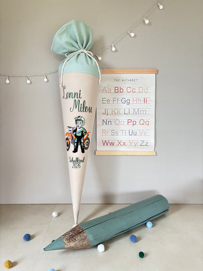 Schultüte -Junge mit Cross- mit Schulkind 2026