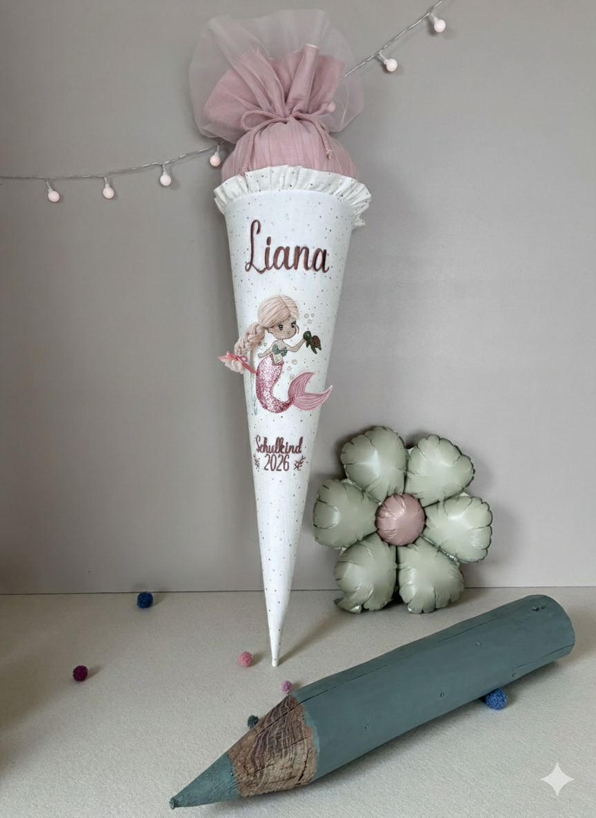 Schultüte - Meerjungfrau mit Schildkröte- mit Schulkind 2026