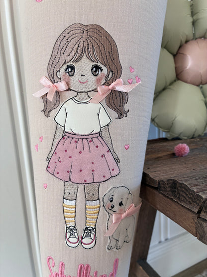 Schultüte - Mädchen mit Hund- mit Schulkind 2026
