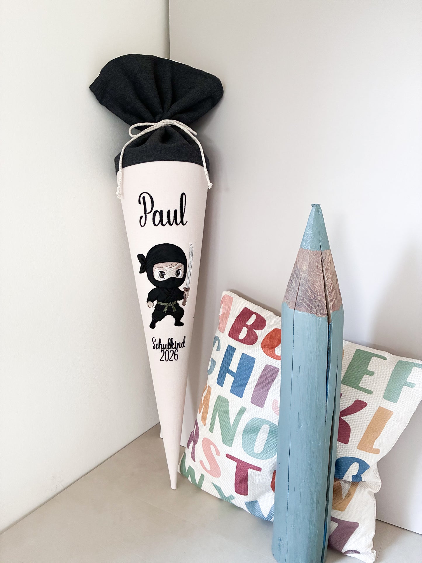Schultüte -Ninja- mit Schulkind 2026