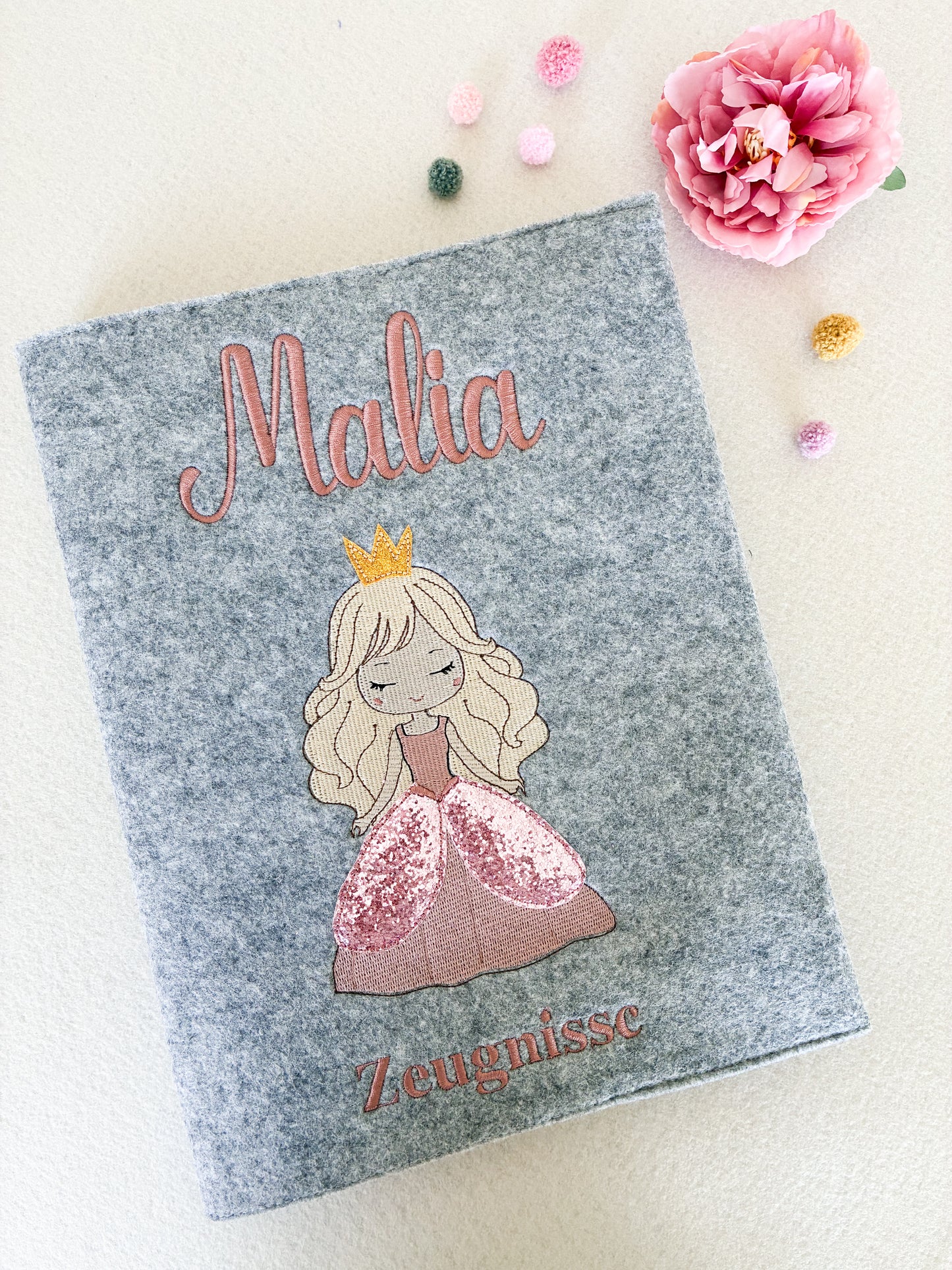 Personalisierte Zeugnismappe Glitzerprinzessin