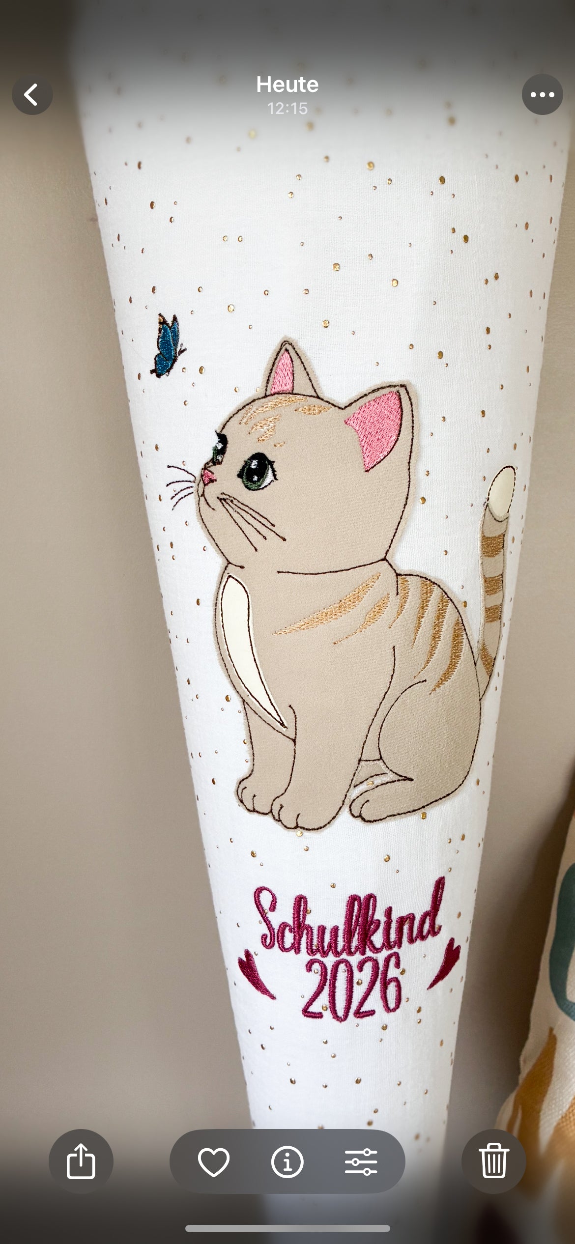 Schultüte - Katze mit Schmetterling - mit Schulkind 2026