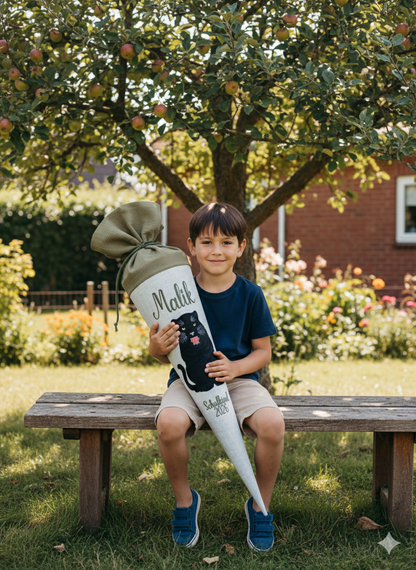 Schultüte -schwarzer Panther- mit Schulkind 2026